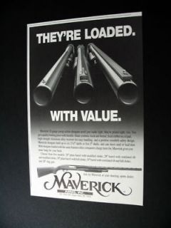 Maverick 12 Gauge Pump Action Shotgun 1990 print Ad