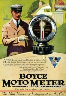 Vintage Boyce Moto Meter Car Truck Radiator Hood Ornament 1919 Ad