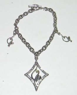 Iced CZ Baby Phat Charm Bracelet Silver BLING SWAG