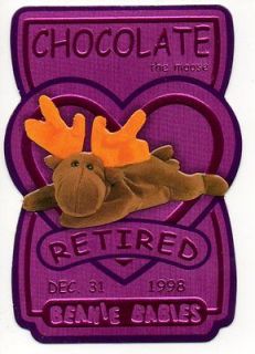 TY BEANIE BABY BABIES S3 CHOCOLATE THE MOOSE RETIRED MAGENTA FOIL Card