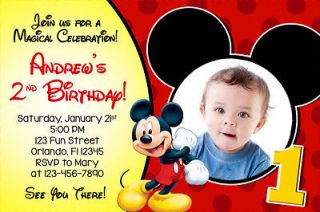Mickey Mouse First Baby Boy Birthday Bash Party Custom Invitation