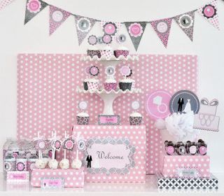 Wedding Shower Theme Pink Mod Party Decorations Kit