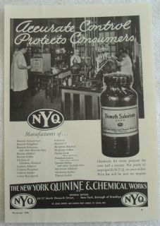1936 NEW YORK QUININE & CHEMICAL WORKS OPIUM MORPHINE CODEINE AD