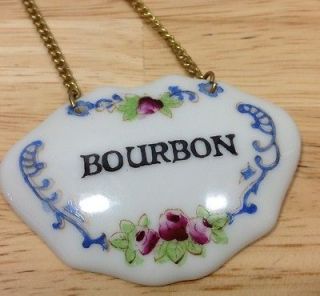 Bourbon Porcelain Liquor Bottle Chain Tag Emblem VINTAGE