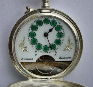 Hebdomas Silver Plated Pocket Watch 8 Jours Spiral Breguet