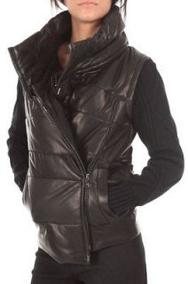 Neil Barrett NEW Woman Leather Short Jacket NPE107 BLACK Wool Sleeves