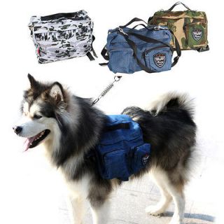 Camo Pet Saddle Bags LARGE Dog Backpacks Travel Camping Retriever