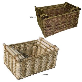 Two tone Maize and Seagrass Storage Baskets (Set of 3)