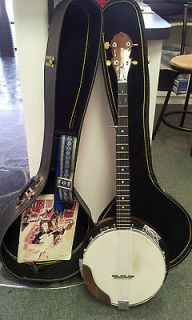 Vintage 5 String Banjo In Case & Strap Good Conditon