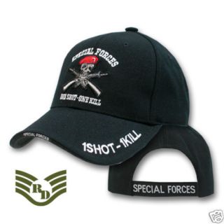 BLACK UNITED STATES ARMY SPECIAL FORCES CAP HATS 1 SHOT