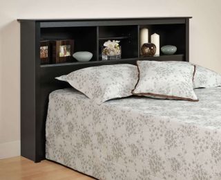 Bedroom Black Queen & Full Storage Bookcase Headboard, Use for Both