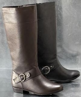 ULLA POPKEN buckled LEATHER riding BOOTS 11m wide calf brown