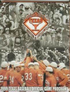 Texas UT baseball Longhorns Game Program Texas 1999