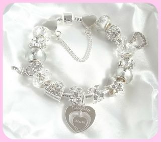 NEW SPARKLING SILVER CHARM BRACELET MUM & DAUGHTER GIFT/BOXED 16TH
