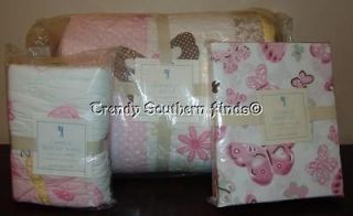 5P Pottery Barn Kids CAMILLE Butterfly Quilt Sheets STANDARD Sham TWIN