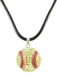 Crystal * Bling * Softball Pendant Necklace New