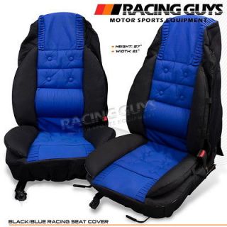 BLACK/BLUE PVC LEATHER RACING STYLE SPORT SEAT INTEORIO COVERS