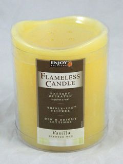 LED Flickering Flamless Bees Wax Candle Vanilla 3 x 4 Enjoy Lighting