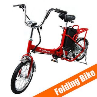 Electric Bicycle Unisex Folding Battery Operated Motor Bike Red by e