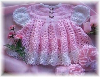 for PINK ROSE Baby Dress/Booties by REBECCA LEIGH  3/6M & 12M