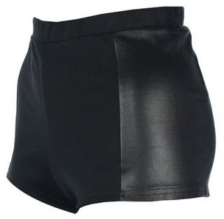New Ladies Womens Faux Leather PVC Wet Look Side Panel HotPants Shorts