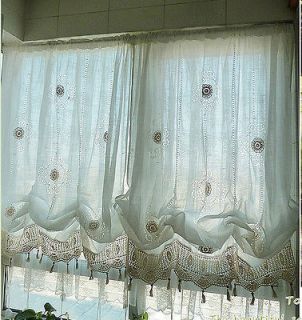 Vintage Cutwork & Crochet Lace Ivory base Pull Up Balloon Curtain D