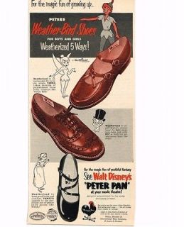 1953 Weather Bird Shoes Walt Disney Peter Pan Tinkerbell Art Vintage