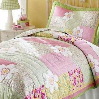 Colorful Green & Pink Floral Patchwork Flowers Design Full Size Girl