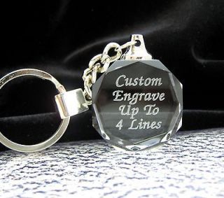 PERSONALIZED Octagon Crystal Key Chain   Up to 4 Lines