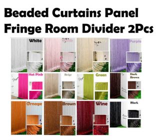 Beaded Curtains String Panel Fringe Room Divider 2PCS