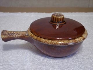 HULL BROWN DRIP INDIVIDUAL BEAN POT/CASSEROLE WITH LID