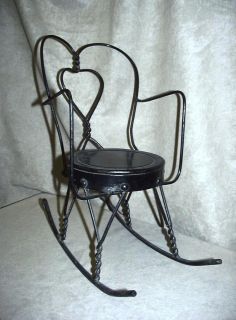 Vintage Doll sized Bent Iron Rocking Chair in Ice Cream Parlor Style