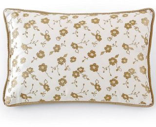Linden Street Morgan Oblong Pillow White Tan Embroidered Floral Bed