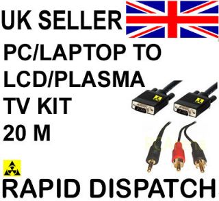 PC Laptop to LCD Plasma TV Connection Kit Cable 20m 60