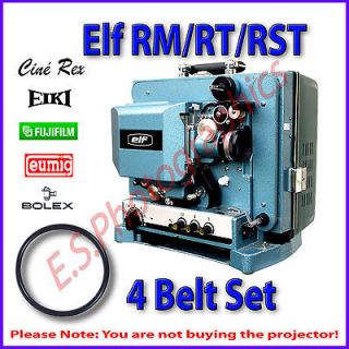ELF 16mm Cine Projector 4 Drive Belt Set (Motor, Rewind & Both Spool