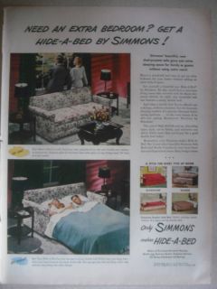 1947 Simmons Hide a Bed Sofa Ad Print Art Photo
