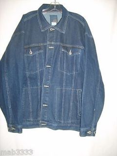 God Body Blue Jean Jacket Large Pockets White Triple Stitching Size