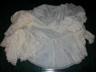 Vintage Handmade Baby Crib Cream Color Dust Ruffle with Lace