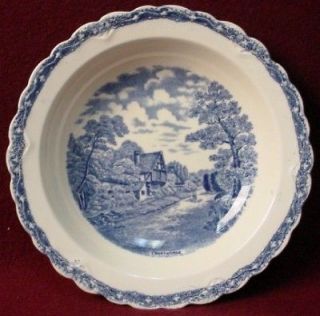 OLD HALL china COUNTRY SIDE countryside BLUE pattern RIMMED SOUP or