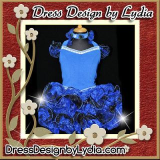 Blue Black Shell Glitz Christmas Beauty Contest Pageant Dress 5 6Y