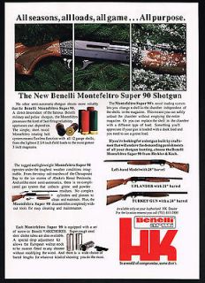 1988 HK Benelli Montefeltro Super 90 Shotgun Magazine Print Ad