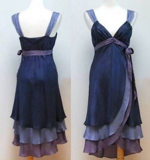 Beautiful Diane Samandi Blue Plum Silk Empire Party Dress with