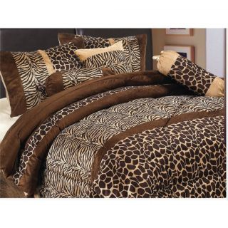 Safari Brown Short fur Comforter Set New  Full size Bed In a Bag