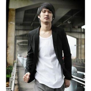Korean Fashion Mens Casual Slim Fit Suit Sport Coat Blazer Open Front