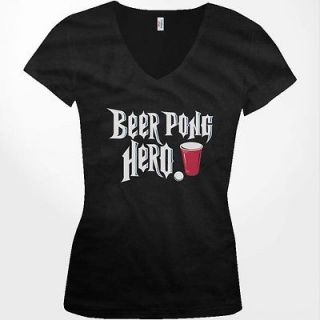 Beer Pong Hero Red Plastic Cup Ball Big And Bold Game Juniors V Neck