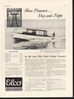 1931 ELCO MARINETTE VEEDETTE CRUSETTE CRUISER CABIN AD