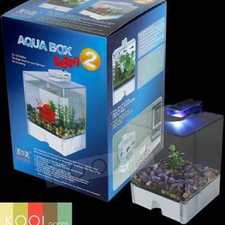 Newly listed BETTA FISH AQUA BOX TANK BOWL CUBE KIT NANO + LED LIGHT