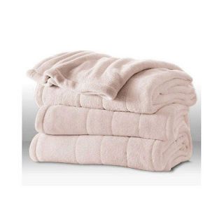 Sunbeam Heated Electric Blanket Channeled Microplush Queen Size