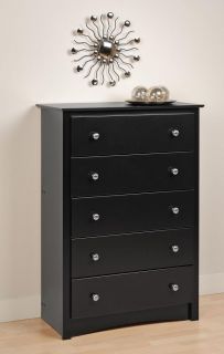 Bedroom Sonoma 5 Drawer Dresser / Chest   Black   NEW
