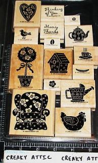 STAMPIN UP FUNKY FAVORITES 15 RUBBER STAMPS CHAIR BIRDHOUSE